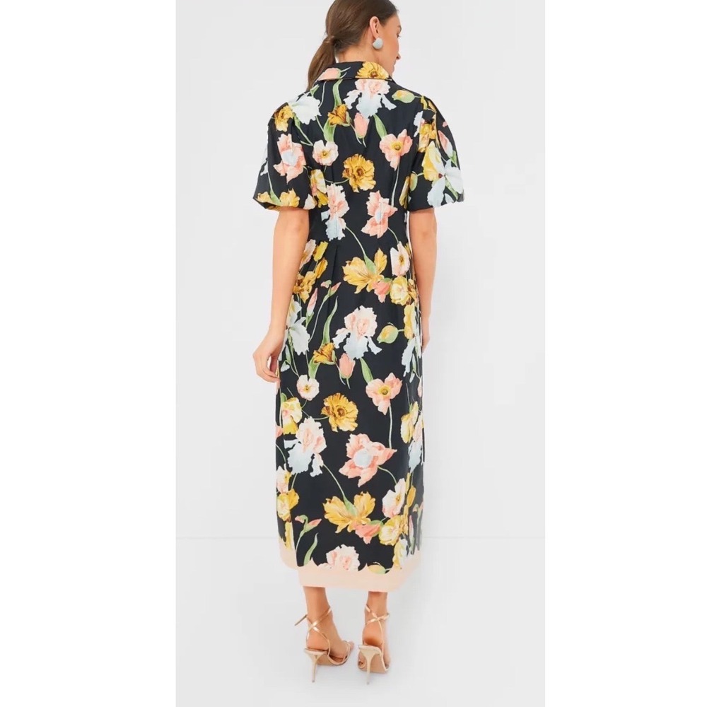 Tuckernuck Moonlit Iris Delaney Dress Black Floral Puff Sleeve Midi Size Small - Picture 3 of 3